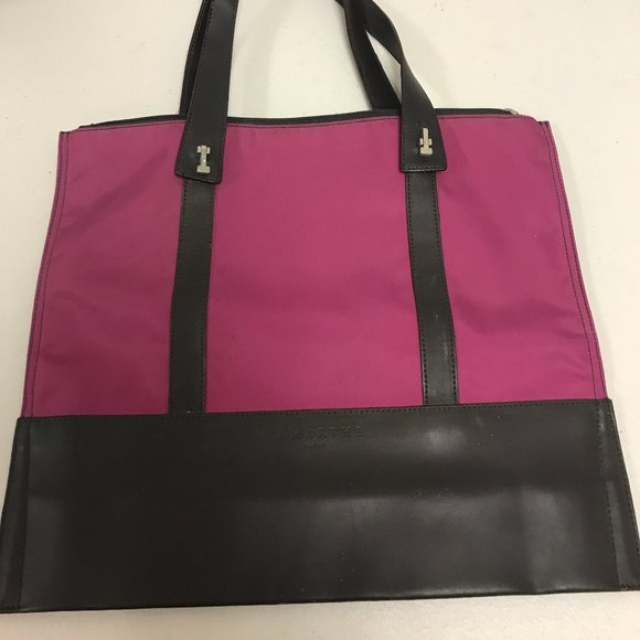 La Marthe fuchsia pink brown leather tote New - Picture 1 of 3
